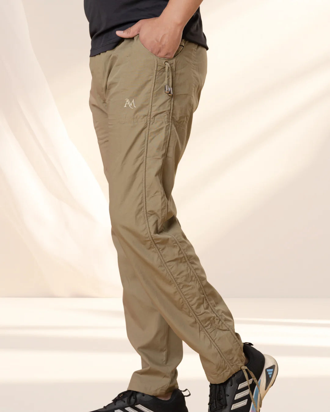 Beige Utility Cargo Jogger Pants